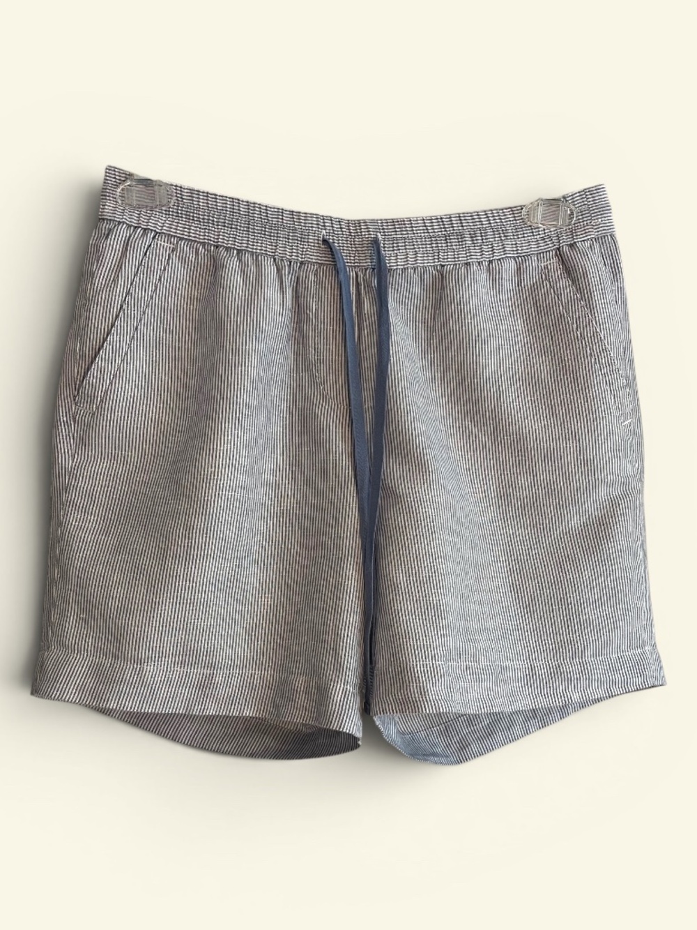 Talbots Blue Pinstriped Linen and Cotton 6" Pull-On Shorts Size Small